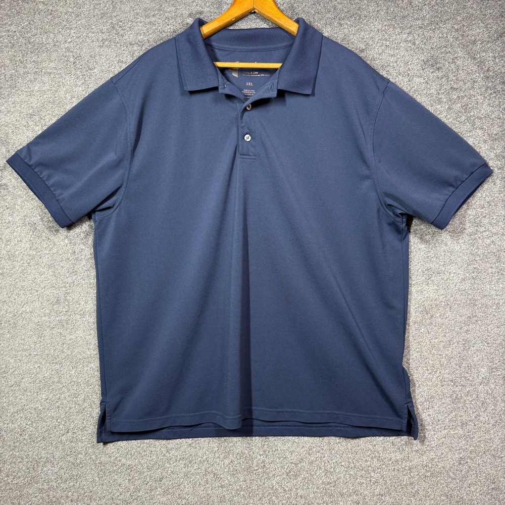 Oak Hill Polo Shirt Mens 2XL Cool & Dry Navy Blue Short Sleeve Moisture Wicking‎